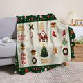 1pc, Santa Claus and Reindeer Pattern Christmas Themed Flannel Blanket, Soft, Comfortable, and Warm, Green and Beige Design, Durable Plush Surface, All-Season Universal Sofa Blanket, Warm Throw Blanket, Multiple Sizes Available, Suitable for Living