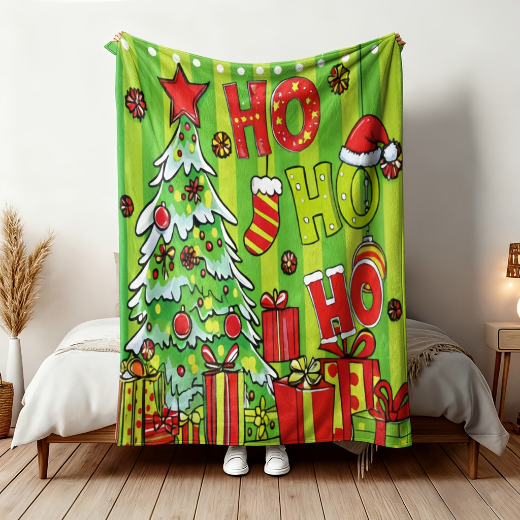 1pc Christmas Elements Themed Flannel Blanket, a Design Full of Christmas Atmosphere. Super Soft Flannel Lunch Break Blanket, Small Blanket, Shawl Blanket - the Perfect Gift Blanket, Fun Holiday Decoration, Perfect for Office and Sofa, Perfect for