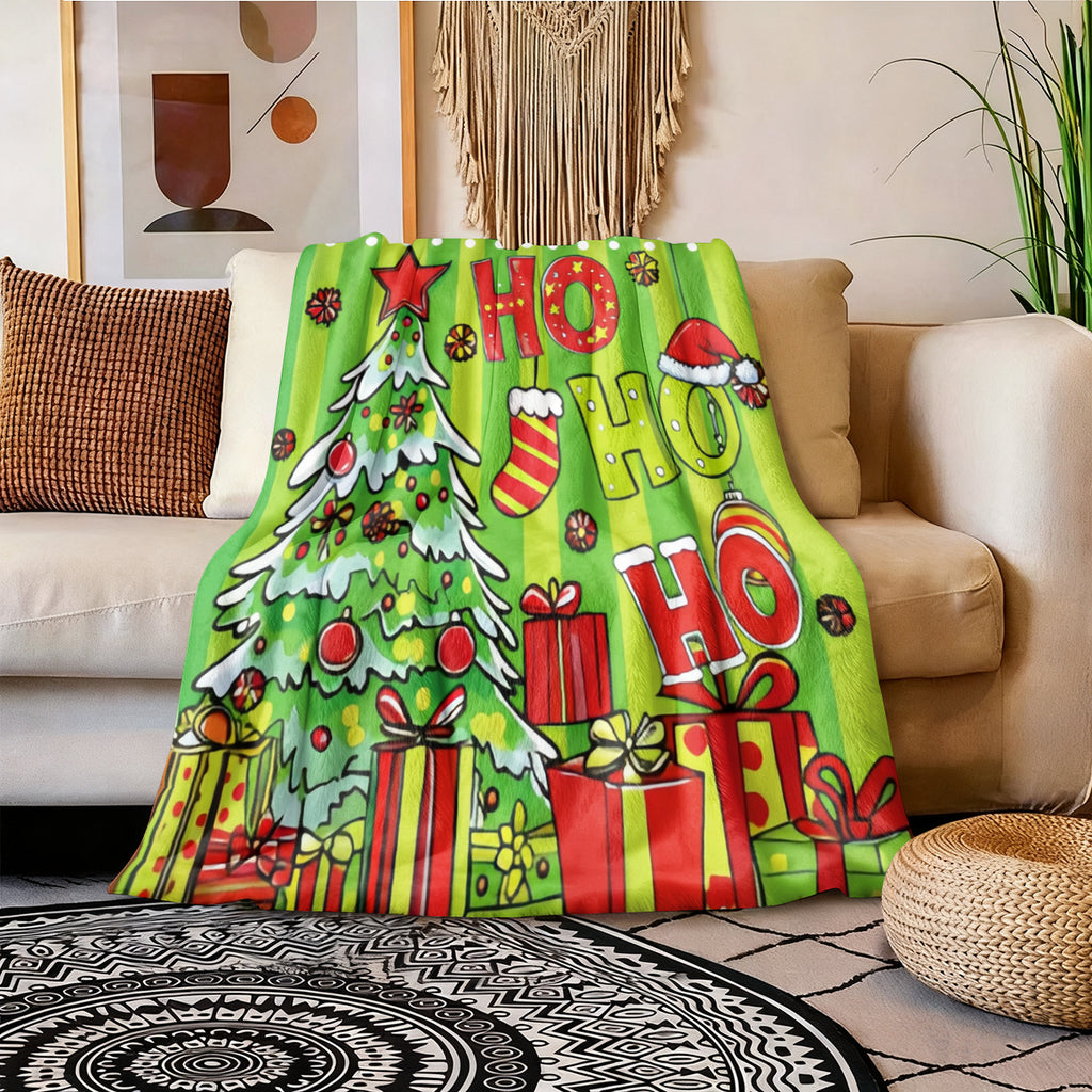 1pc Christmas Elements Themed Flannel Blanket, a Design Full of Christmas Atmosphere. Super Soft Flannel Lunch Break Blanket, Small Blanket, Shawl Blanket - the Perfect Gift Blanket, Fun Holiday Decoration, Perfect for Office and Sofa, Perfect for
