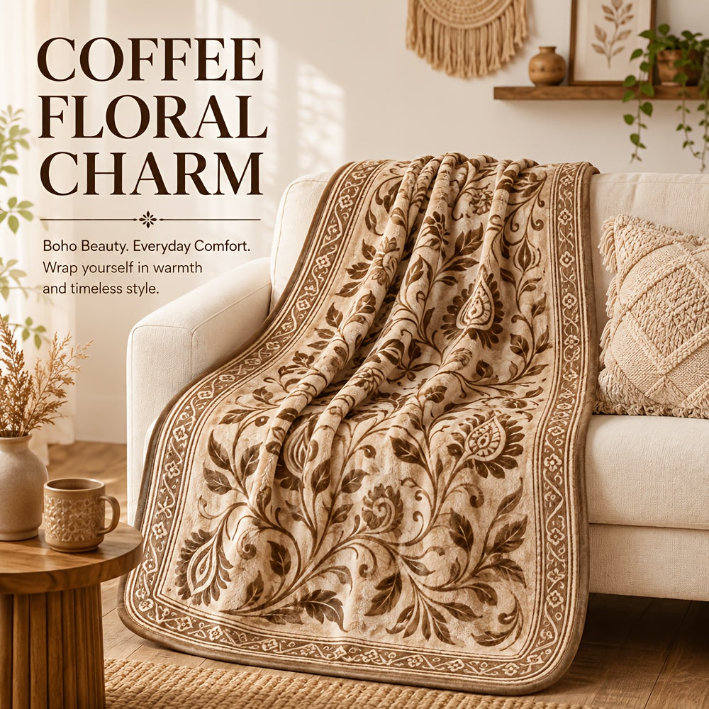 Blankets, Coffee Vine Bohemian Flannel Blankets Autumn and Winter Warm Living Room Sofa Blankets Bedroom Blankets Lunch Break Air Conditioning Blankets