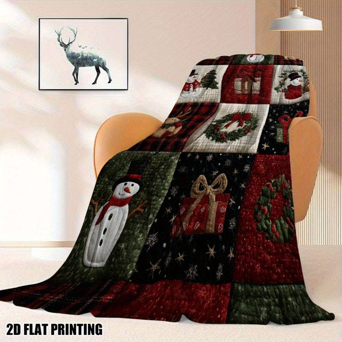 2D Flat Print - 1pc of Christmas Flannel Fun Flannel Blanket - Super Soft and Comfortable - Suitable for, Sofas, Chairs and Offices - Suitable for Everyone, 2D Flat