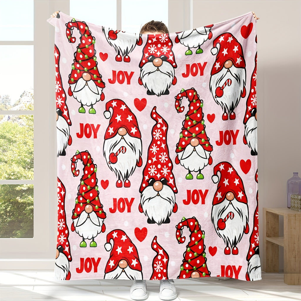1pc 2D Printed Fleece Christmas Theme Blanket, Red Elf Print Design - Soft, Warm, And Comfortable, Lightweight And Durable, Multiple Sizes Available, Ideal for Christmas, Living Room Leisure, Bedroom Warmth, Holiday Gift, All-Season Versatile Gift