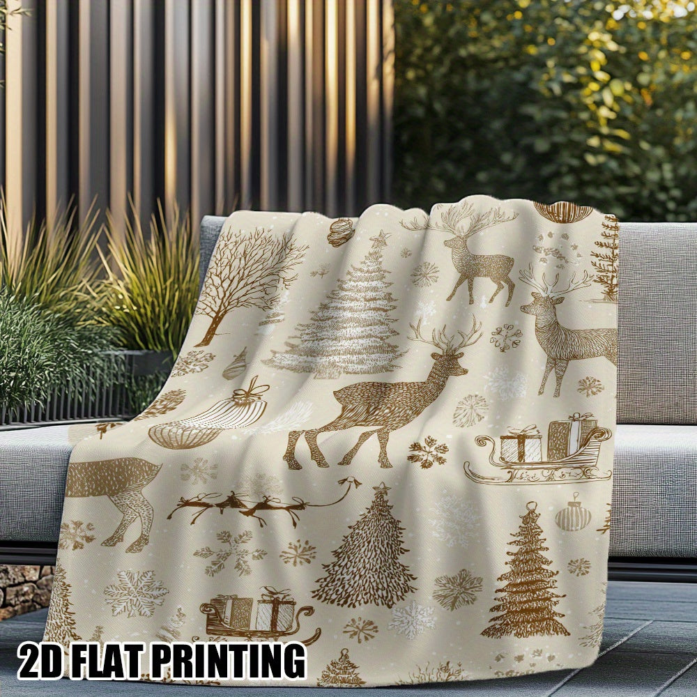 Suede Fun Festival Scene Printed Flannel Blanket - Skin-Friendly And Multi-Purpose, Suitable for Sofas, Chairs, Outdoors, And All Seasons