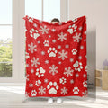 Modern Style Reversible Fleece Blanket, Digital Printing Christmas Animal Paw Print Pattern, Super Warm And Soft And Comfortable, Skin-Friendly And Anti-Pilling, Multi-Purpose for Sofas, Offices, Interior Decoration, Lunch Breaks