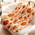 1pc 2D Flat Print Pumpkin and Maple Leaf Pattern Blanket, Soft Flannel Throw, Warm Orange Design, Suitable for All Seasons, Cozy Cover Blanket, Multiple Sizes Available, Suitable for Living Room Sofas, Bedroom, Reading Nooks, Leisure Time