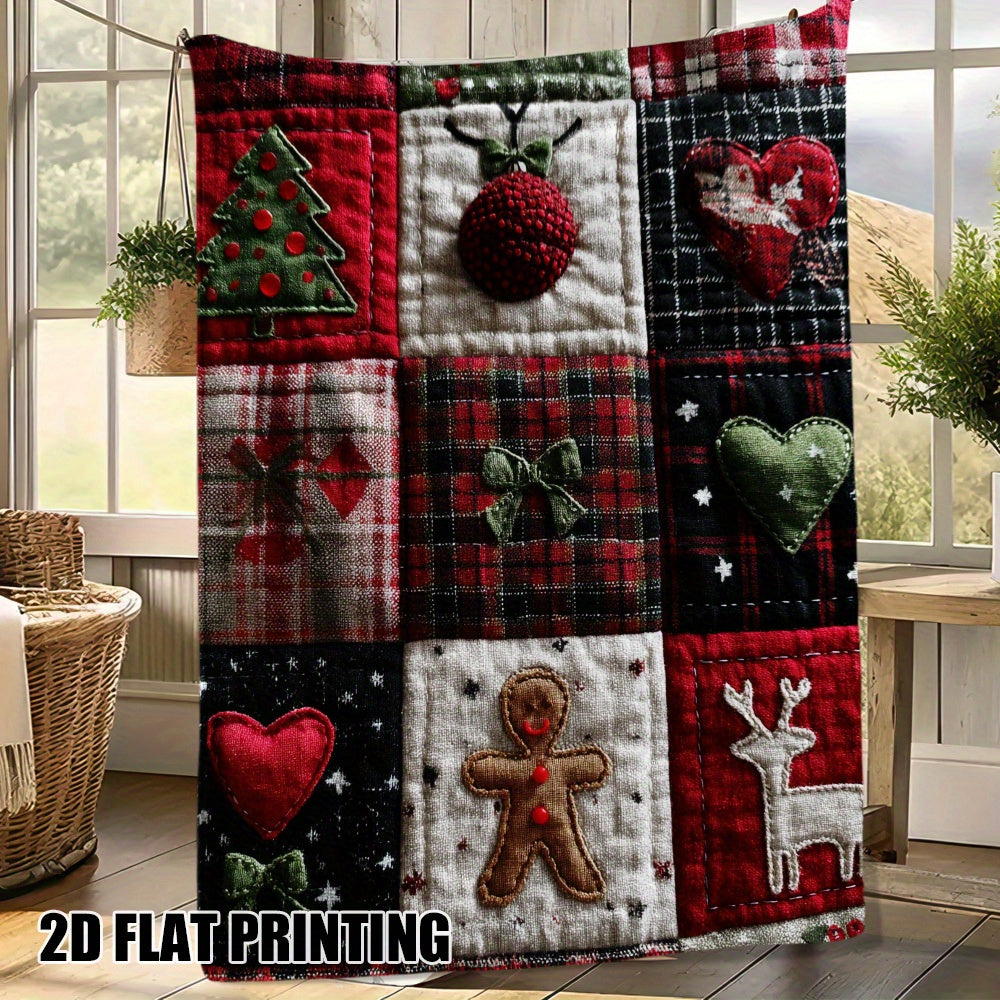 1pc of Merry Christmas Printed Flannel Blanket - Ideal for Relaxing on Sofas and Offices