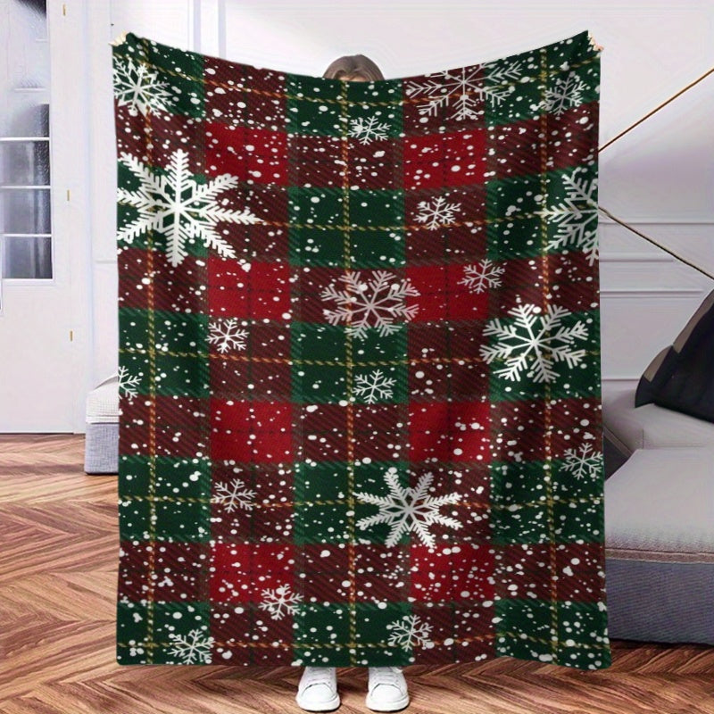 1pc Christmas Style Snowflake Design Blanket, Printed Blanket, Super Soft Shawl Blanket, Comfortable Air Conditioning Blanket, Small Cover Blanket, Lunch Break Blanket, Holiday Gift Blanket, Multipurpose Decorative Blanket