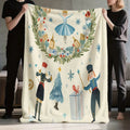 Christmas Ballet and Soldier Themed Flannel Blanket, Soft, Comfortable, and Warm, Cream-colored Design, Durable Plush Surface, All-season Universal Sofa Throw, Warm Lap Blanket, Multiple Sizes Available, Suitable for Living Room Sofas, Bedroom