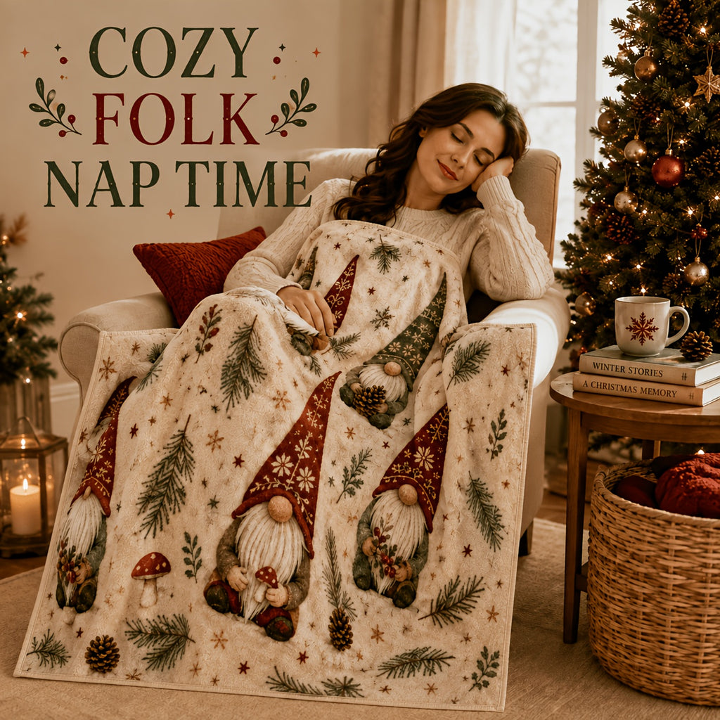 Blanket, Folk Christmas Dwarf Flannel Blanket Autumn And Winter Warm Living Room Sofa Blanket Bedroom Blanket Lunch Break Air Conditioning Blanket
