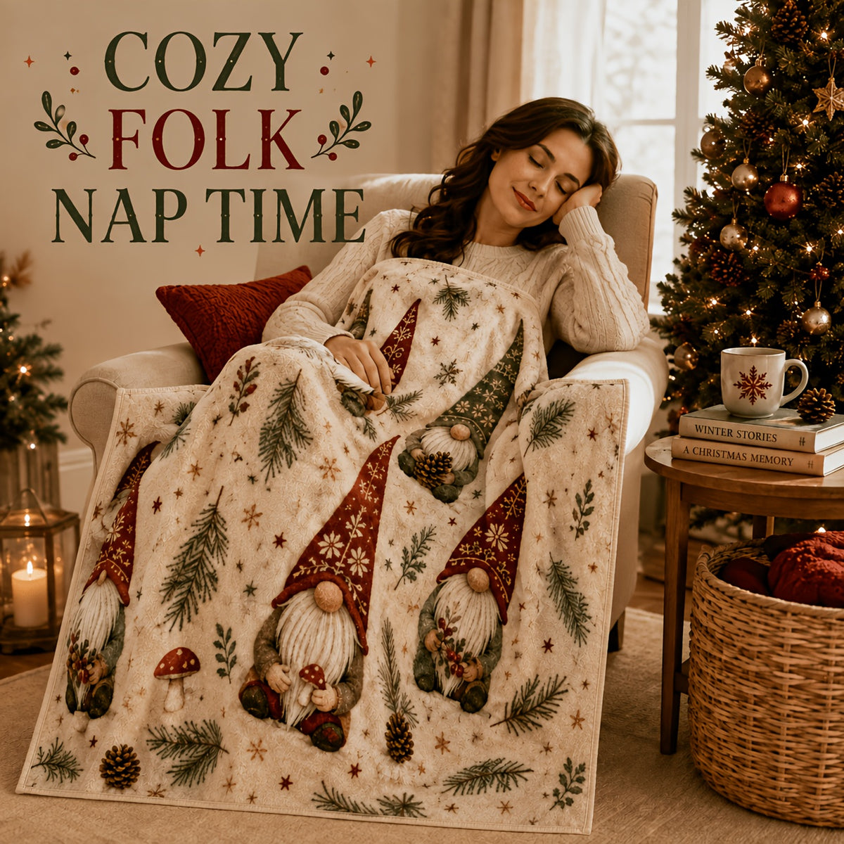 Blanket, Folk Christmas Dwarf Flannel Blanket Autumn And Winter Warm Living Room Sofa Blanket Bedroom Blanket Lunch Break Air Conditioning Blanket