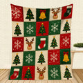 1pc of Large Red Flannel Blanket with Christmas Tree and Reindeer Pattern, Festive and Cozy Design, Oversized Throw Blanket, Winter Decoration, Durable Plush Surface, Suitable for All Seasons, Ideal for Dorm Life, RV Travel, and Camping Leisure