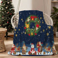 1 Christmas Wreath and Snowman Pattern Flannel Blanket, Soft, Comfortable, and Warm, with a Deep Blue Starry Sky Design. A Four-season Universal Sofa Throw, a Warm Lap Blanket, Available in Multiple Sizes. Suitable for Living Room Sofas