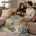 2D Flat Print, 1pc Soft Flannel Blanket for Christmas and Winter Deer Scenes - Warm and Comfortable - Suitable for All Seasons, Sofas and Seating Areas, 2D Flat