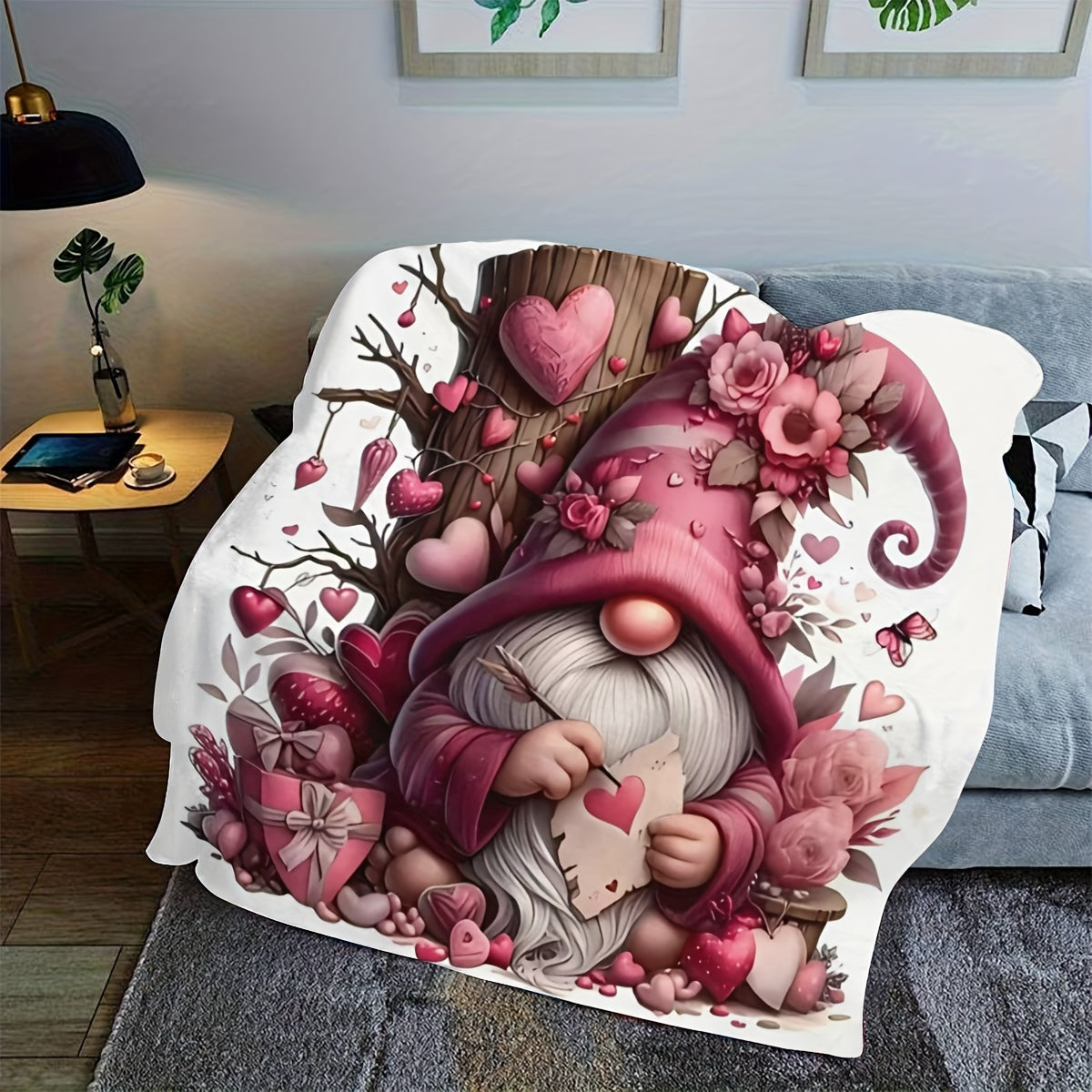1pc of Elf Floral Blanket, Pink Printed Design, Full-body Blanket, Soft Flannel Plush Surface, Lightweight and Durable, Multiple Sizes Available, Suitable for Themed Decoration, Bedroom, Living Room, Study
