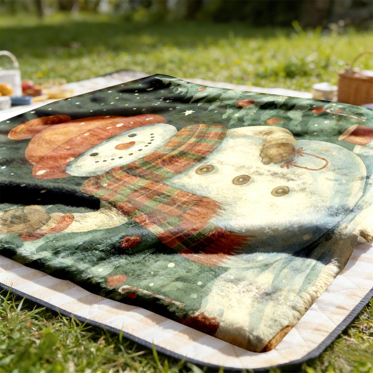 1pc Snow Patterned Blanket, Christmas Print Design, Body Cover Blanket, Soft Fleece Plush Surface, Lightweight And Durable, Multiple Sizes Available, Suitable for Holiday Decor, Living Room Leisure, Study Reading, Bedroom Warmth