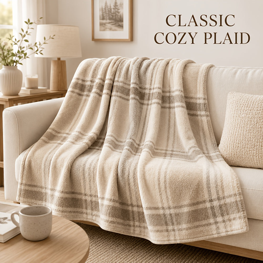 Flannel Blanket, Nordic Oatmeal Plaid Flannel Blanket Autumn and Winter Warm Living Room Sofa Blanket Bedroom, Tail Blanket Lunch Break Air Conditioning Blanket