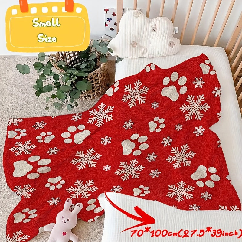 Modern Style Reversible Fleece Blanket, Digital Printing Christmas Animal Paw Print Pattern, Super Warm And Soft And Comfortable, Skin-Friendly And Anti-Pilling, Multi-Purpose for Sofas, Offices, Interior Decoration, Lunch Breaks