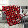 1pc Red and Black Plaid Snowflake Pattern Blanket, Snowflake Print Design, Full-body Throw Blanket, Soft Flannel Plush Surface, Lightweight and Durable, Multiple Sizes Available, Suitable for Christmas Decoration, Living Room Leisure, Bedroom Warmth