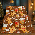 1 Christmas Gingerbread Blanket - Lightweight Flannel-Like Soft Warm All-Season Blanket with Gingerbread Man, Candy Bar, Gifts - Brown/Red/White Holiday Decor for Sofa, Travel, Camping - Perfect Christmas Gift Ideas, Travel Essentials