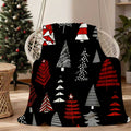 1pc Christmas Geometric Pattern Black Flannel Blanket, Soft, Comfortable, and Warm, Red, White, and Black Design, All-Season Sofa Blanket, Warm Throw Blanket, Multiple Sizes Available, Suitable for Living Room Sofas, Bedroom, Leisure Reading