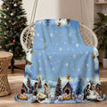 1pc Christmas Nativity Scene Golden Star Snowflake Blue Flannel Blanket, Soft Comfortable Warm, Main Color Blue Design, All-Season Blanket, Warm Cover, Multiple Sizes Available, Suitable for Living Room Sofa, Bedroom, Reading Area