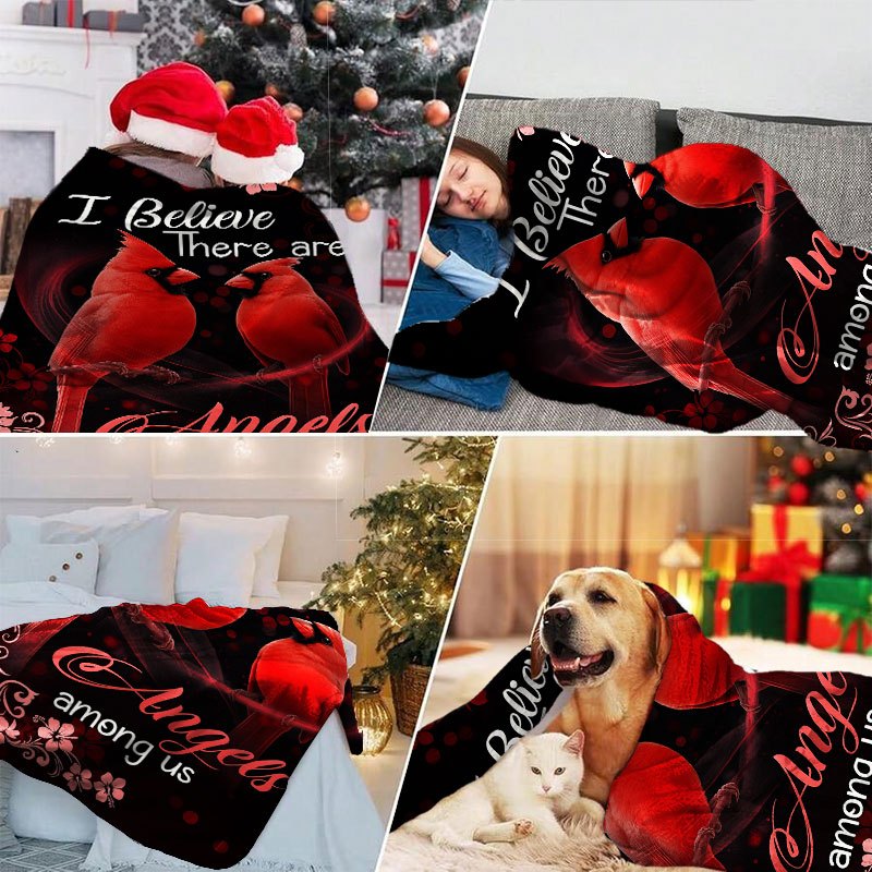 1pc Christmas Cardinal Print Flannel Blanket, Soft And Warm Polyester Fiber Blanket, Multi-Functional Portable Design, Cardinal Style Durable Fabric, Suitable for Sofa, Upholstery, Living Room, Home, Travel