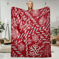 1 Red Snowflake Stripe Flannel Blanket with Festive Design, Soft Plush Surface, Lightweight and Durable Flannel Material, Available in Multiple Sizes, Perfect for Christmas, Living Room Lounging, Bedroom Warmth, and Holiday Decoration