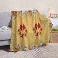 1pc Christmas-Themed Red Wreath And Snowman Pattern Yellow Flannel Blanket, Soft Comfortable Warm, Festive Design, All-Season Blanket, Warm Cover, Multiple Sizes Available, Suitable for Living Room Sofa, Bedroom, Reading Area, Rest Area