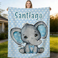 Personalized Custom Name Blanket, Cute Elephant Fleece Blanket, Gift for Outdoor Enthusiasts, All-Season Plush Blanket, Suitable for Home And Travel, Comfortable Personalized Blanket, Ideal Holiday Gift for Family And Friends