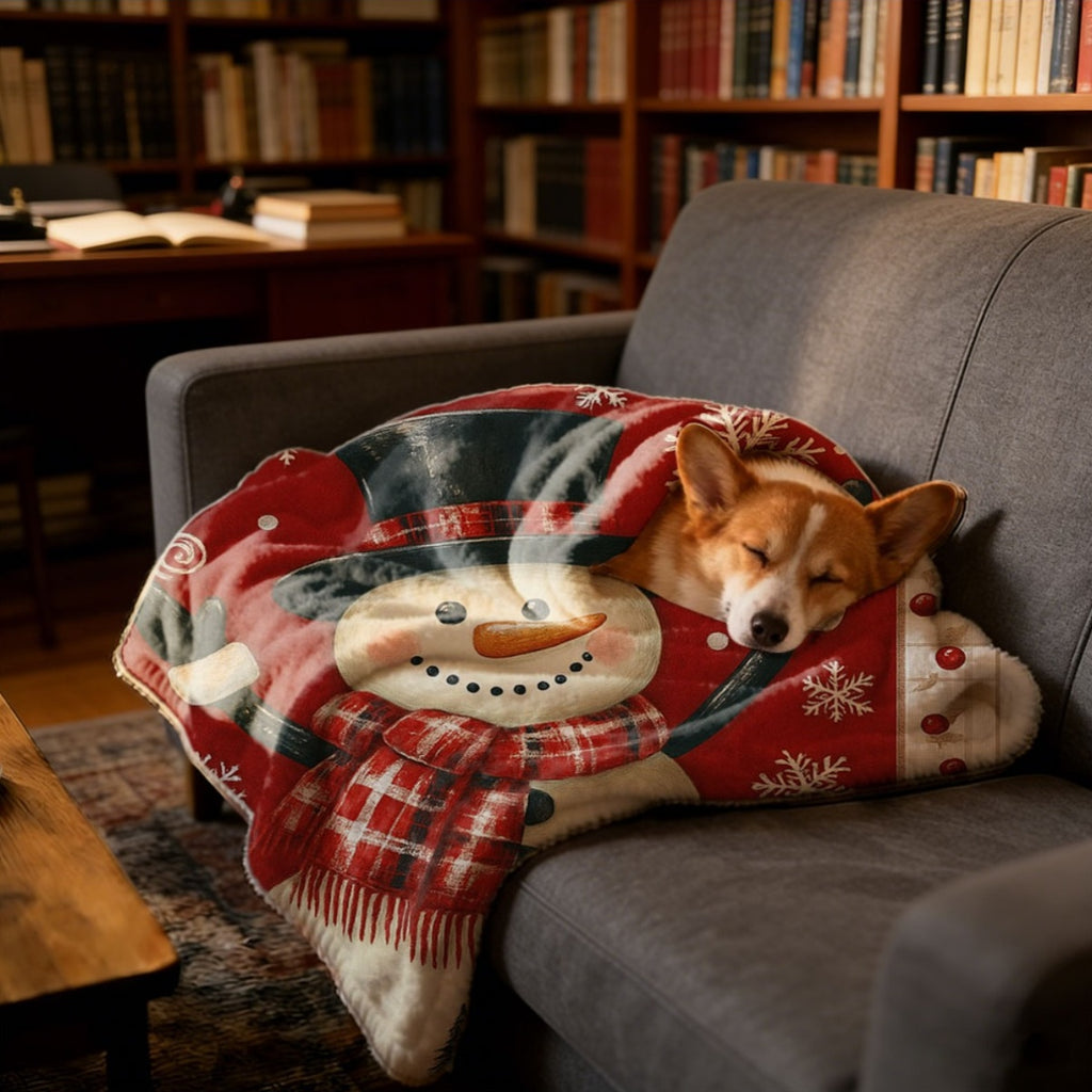 Christmas-Themed Flannel Blanket, Snowman Design, Soft And Breathable, Easy to Care For. Perfect for Decorating Your Home, Sofa, Bedroom, Office, Or Dormitory. It Is an Ideal Gift for Holidays And Christmas