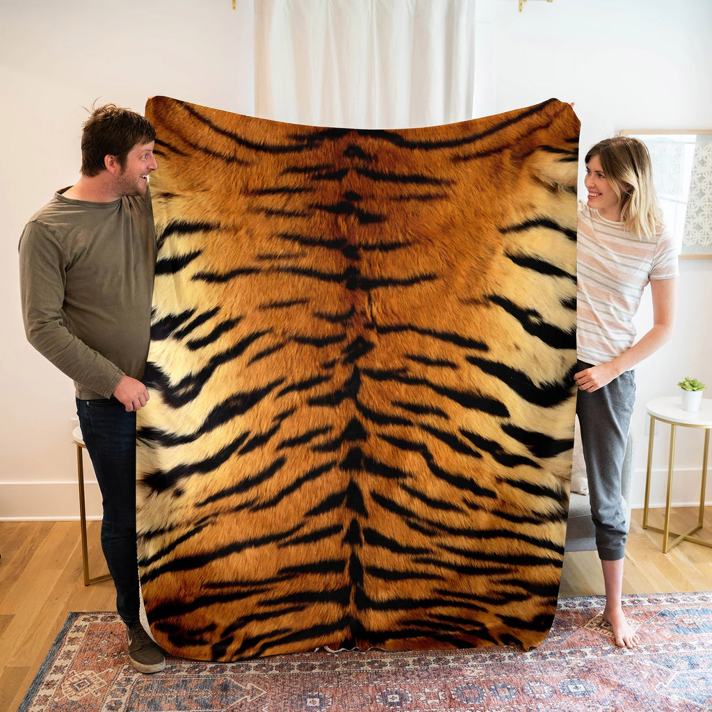 1pc 2D Flat Printing, Tiger Stripe Blanket, Soft Fleece Blanket - Orange And Black Design, Multi-Size Available, Suitable for Bedroom, Living Room, Sofa, And Reading Area