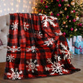 Christmas Red Plaid - Holiday Snowflake Throwing, Christmas Flannel, Country Buffalo Plaid, And Sofa Decor (Red And Black) Printed Flannel Blanket, Soft And Warm, Perfect Gift for Holiday Memories