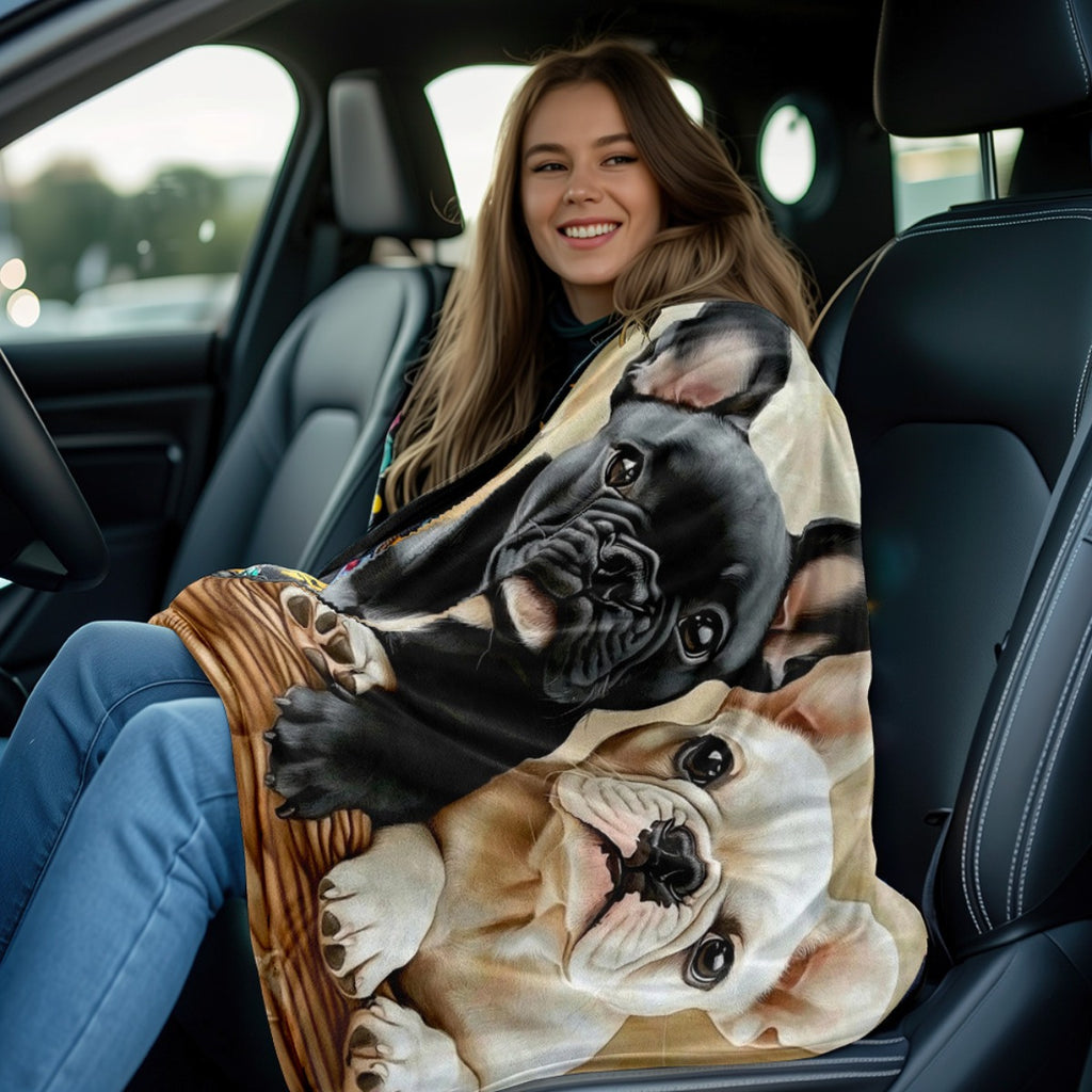 1pc, Adorable Pug Pattern Fleece Blanket, Soft, Comfortable And Warm, Beige And Brown Design, Durable Plush, All-Season Bed Blanket, Warm Cover, Multiple Sizes Available, Suitable for Living Room Sofa, Bedroom Bed, Reading Corner, Leisure Time