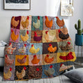 1pc Chicken-Pattern Flannel Blanket, Soft, Comfortable, and Warm, Colorful Vintage Design, Durable Plush Surface, All-Season Bed Blanket, Warm Throw Blanket, Multiple Sizes Available, Suitable for Living Room Sofa, Bedroom Bed, Study Reading