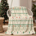 1pc Christmas Rocking Horse And Pine Branch Decor Flannel Blanket, Soft Comfortable Warm, Beige Festive Design, All-Season Sofa Blanket, Warm Cover, Multiple Sizes Available, Suitable for Living Room Sofa, Bedroom, Reading Corner, Leisure Time