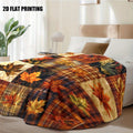 1pc Autumn Maple Leaf and Plaid Patchwork Flannel Blanket, Soft, Comfortable, and Warm, Orange-Yellow-Brown Plaid Design, Durable Plush Surface, All-Season Universal Bed Blanket, Warm Throw Blanket, Multiple Sizes Available, Suitable for Living Room