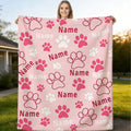Personalized Custom Name Blanket, Dog Paw Flannel Blanket, Plush Blanket Gift for Outdoor Enthusiasts, All-Season Gift Blanket Suitable for Home and Travel, Comfortable Personalized Blanket, Holiday Gift for Family and Friends