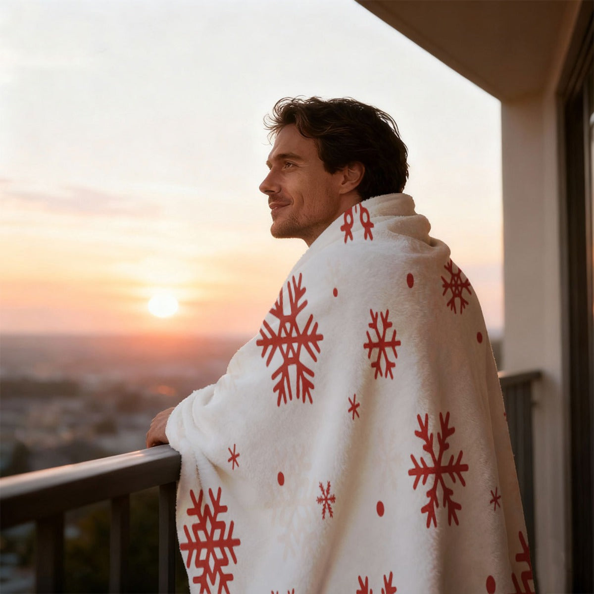 [Warm Style] 1pc Medieval Style Red Snowflake Printed Flannel Blanket - All-Season Comfortable Throw, 200-250Gsm Digital Print, Suitable for Bed, Sofa, Travel - Ideal Gift for Friends And Family
