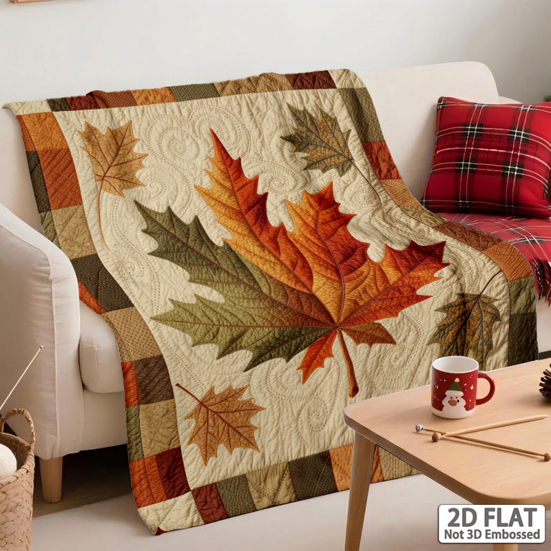 2D Flat, 1pc, Super Soft Flannel Blanket, Maple Leaf Pattern, Soft Blanket, Autumn Style Printing, Suitable for Sofas, Living Rooms, Universal in All Seasons, Halloween, Christmas, Room Decoration, Home Autumn Decorations, 2D Flat