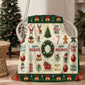 1pc, Santa Claus And Reindeer Pattern, Golden Bell Surround, Green Wreath Embellishment, Warm Festive Atmosphere Flannel Blanket, Soft And Comfortable, Beige Base with Green Border Design, Durable Plush, All-Season Sofa Blanket, Warm Cover