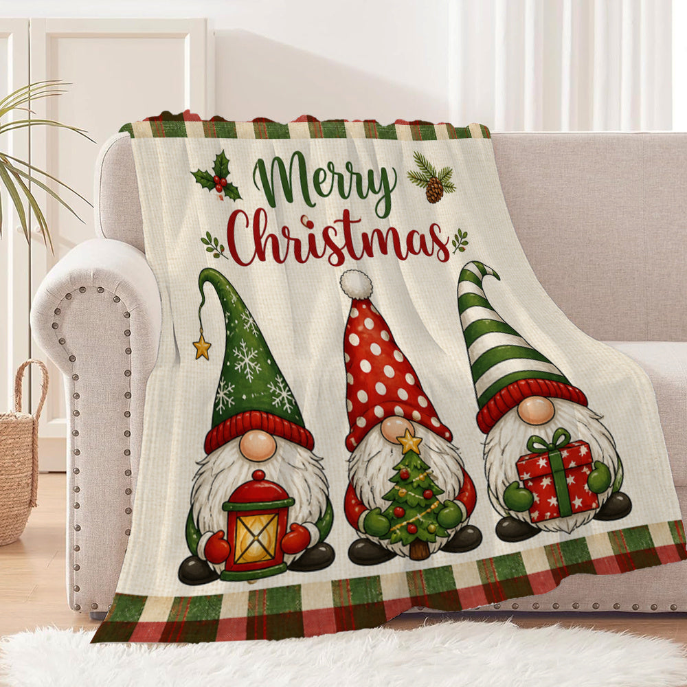 Pack of 1, Merry Christmas, Comfortable Flannel Blanket, Cute Gnome Character, Holiday Theme, Soft Comfortable Sofa Nap Blanket, Suitable for Camping, Gifts, Pet Blankets, Home Decor 59X78.7 Inches
