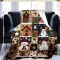 1pc Comfortable Patchwork Snowman Print Blanket, Suitable for Bedroom, Office, Living Room, Camping, Multi-functional Use