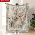 1 Reversible Bohemian-style Floral and Animal Print Blanket - Soft and Warm Flannel Bedspread, Suitable for Sofa, Bed, and Travel - Comfortable Vintage Bedspread with Animal and Plant Patterns