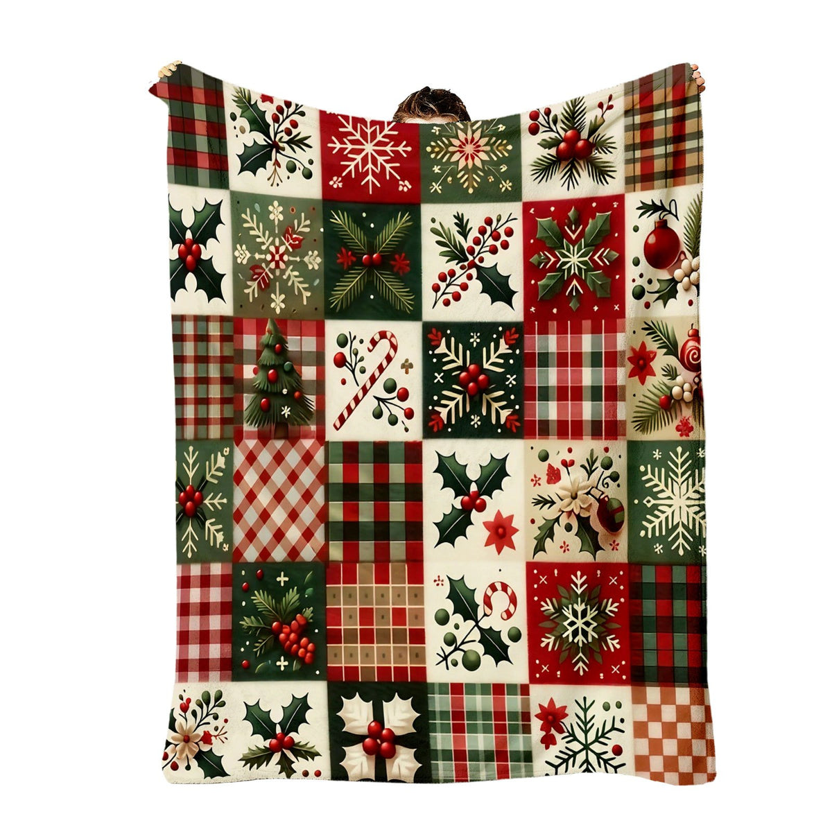 1 Christmas Flannel Blanket, Holly Snowflake Pattern, Printed Flannel Material, Bright Neon Colors with Butterflies and Love Elements, Universal in All Seasons, Blanket, Warm Home Accessories, Suitable for Naps and Christmas Days