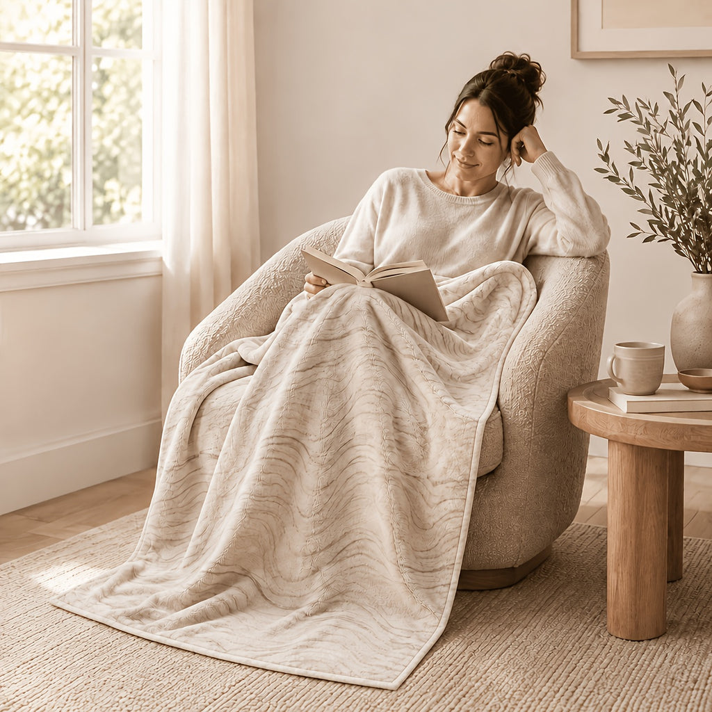 Posters & Prints 2D Flat, Oat Corrugated Simple Blanket Light Coffee Streamlined Living Room Sofa Bedroom Lunch Break Air Conditioning Blanket, 2D Flat