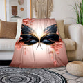 1pc 2D Flat Print Black and Golden Butterfly with Pink Floral Blanket, Soft Flannel Throw—romantic Pink and Golden Design, Multiple Sizes Available, Suitable for Living Room Sofas, Bedroom, Office Naps, Outdoor Picnics, and Reading Time, 2D Flat