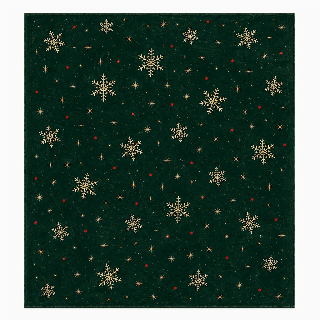 Blanket, Dark Green Winter Night Star Snow Christmas Blanket, Milk White Snowflake Golden Star Dot Pattern Soft Blanket, Living Room Sofa Bedroom Autumn And Winter Warm Home Decoration Blanket