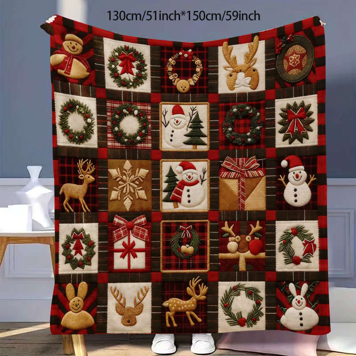 Christmas Blanket, Holiday Design, Soft Suede, Flannel Material Is Light And Durable, Multi-Size Optional, Very Suitable for Festivals, Living Rooms, Bedrooms, Sofas