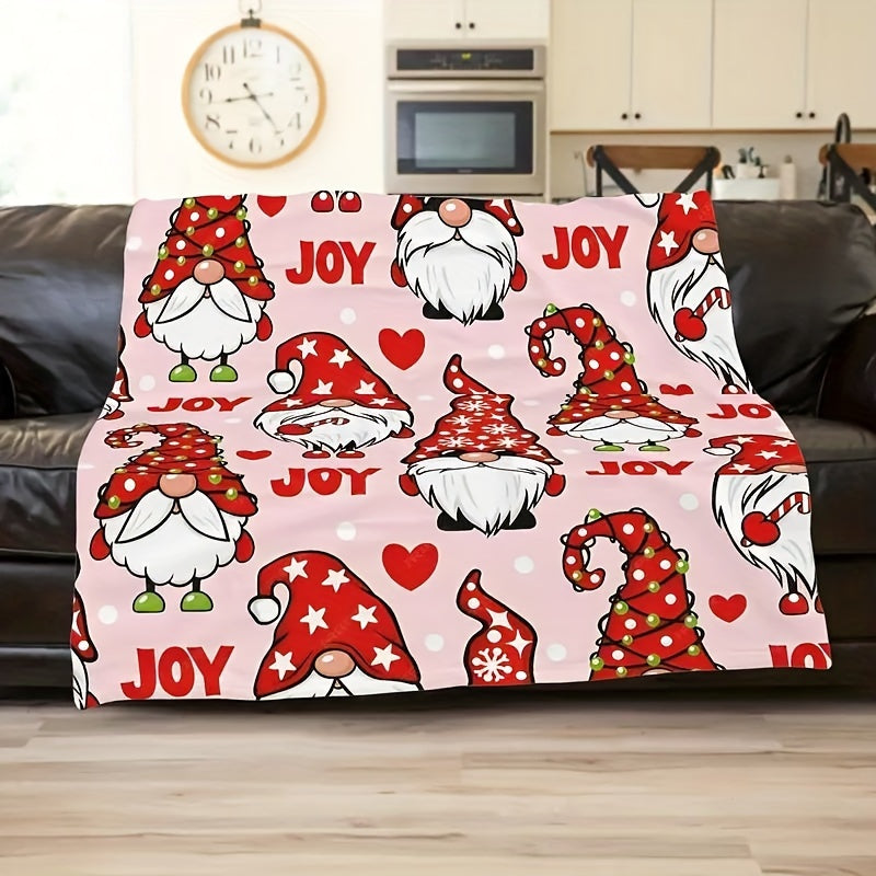 1pc 2D Printed Fleece Christmas Theme Blanket, Red Elf Print Design - Soft, Warm, And Comfortable, Lightweight And Durable, Multiple Sizes Available, Ideal for Christmas, Living Room Leisure, Bedroom Warmth, Holiday Gift, All-Season Versatile Gift