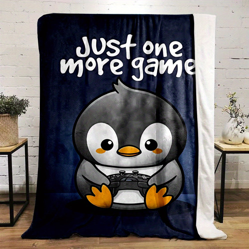 1pc 2D Printed Flannel Penguin-themed Blanket with a Cute Cartoon Penguin Print Design—soft, Warm, and Cozy, Lightweight and Durable, Available in Multiple Sizes. Perfect for Holiday Gifts, Living Room Lounging, Bedroom Warmth, and Office Relaxation.
